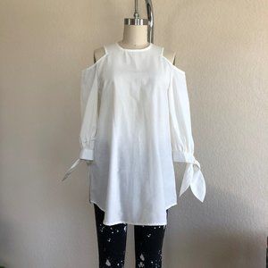 Timo Weiland Cold Shoulder Tie Sleeve Tunic Blouse
